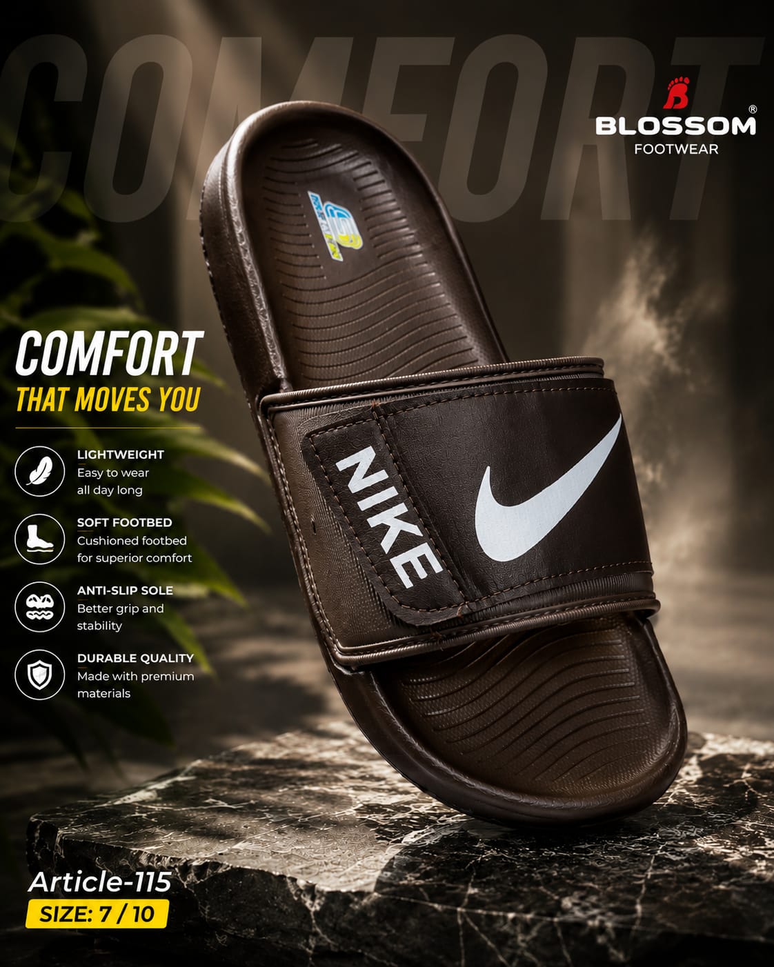 Premium Nike Brown Slides – Durable, Stylish & Comfortable Men's Footwear