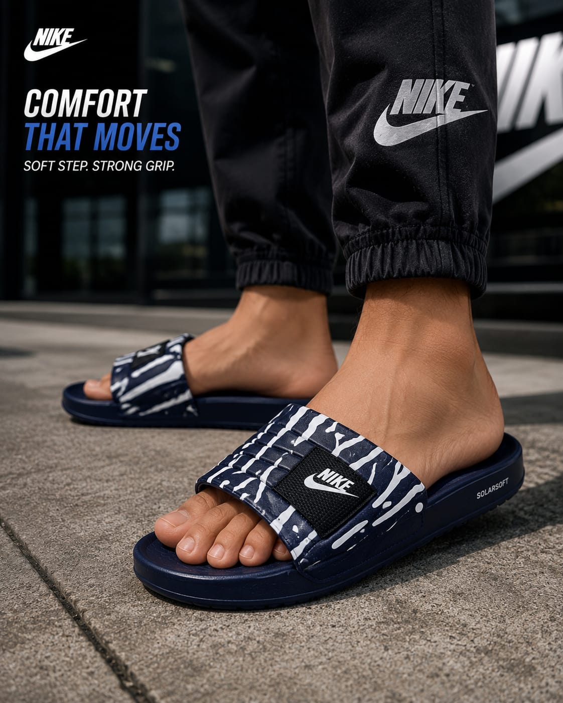 Nike Elite Navy Slides – Premium Men's Comfort Slippers with Soft Cushioned Sole