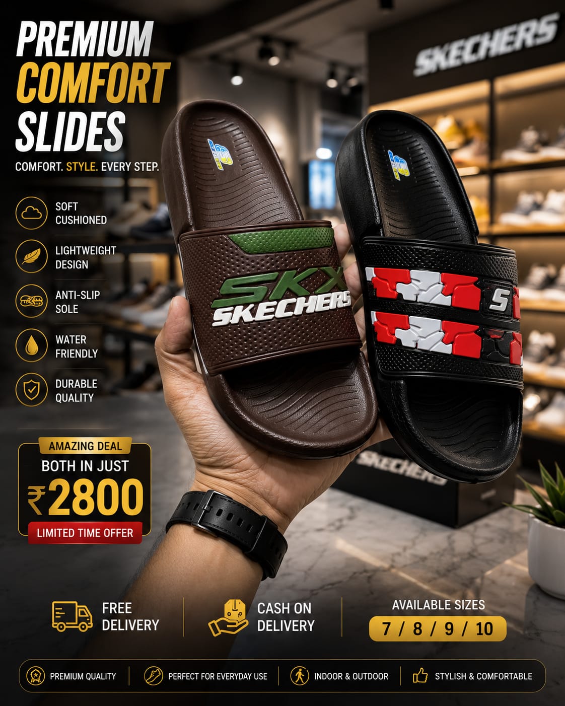Men's Premium Comfort Slides Combo – Buy 2 Pairs for Just Rs. 2,800 | Free Delivery
